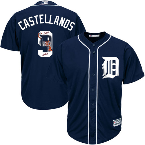 Tigers #9 Nick Castellanos Navy Blue Team Logo Fashion Stitched MLB Jersey - Click Image to Close
